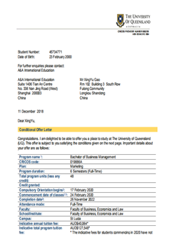 高兴宇 昆士兰 商科